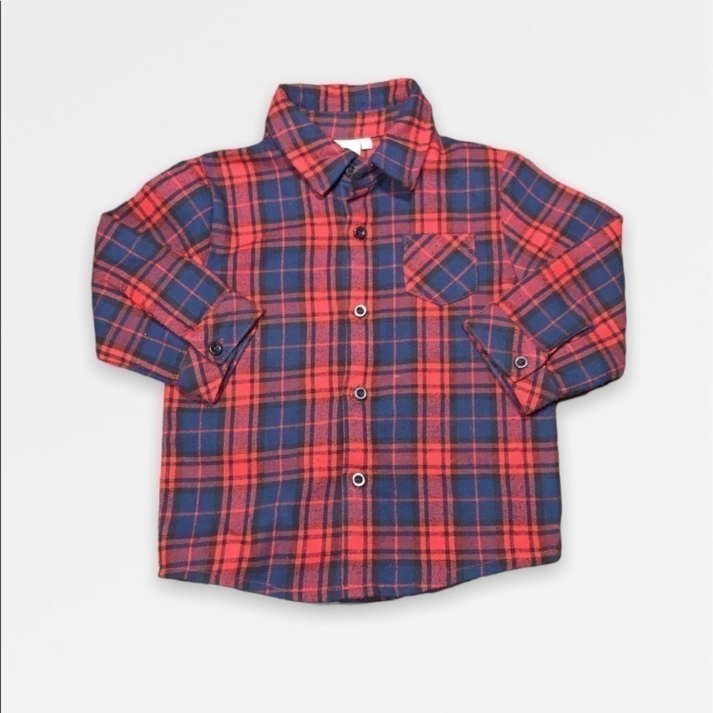 Red  Plaid Button Down Shirt